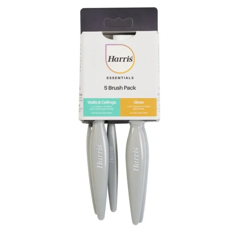 Harris Essentials Wall And Ceiling And Gloss 5 Brush Pack 1