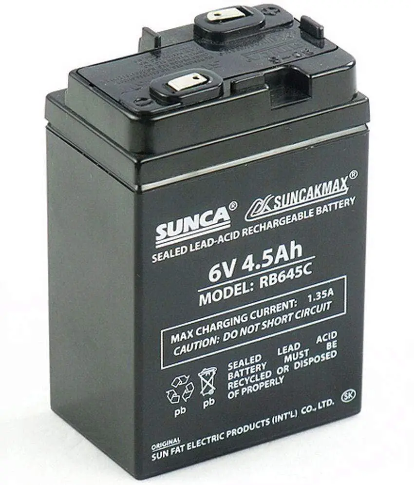 Sunca 6V 4.5Ah Sealed Lead-Acid Rechargeable Battery For Ups, Toys, Solar Etc 1