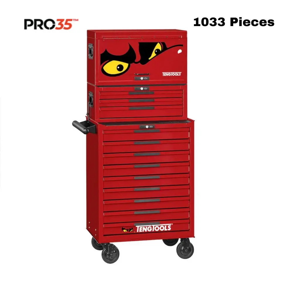 Teng Tools 26" Pro35™ Mega Master Tool Kit, 1033 Pieces, Red 1