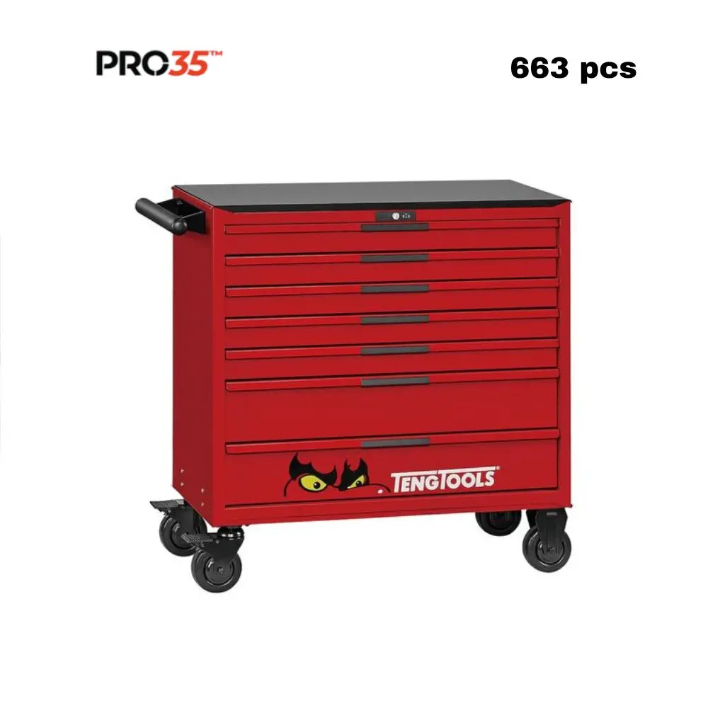 Teng 37" Pro35™ Roller Cabinet Tool Kit 663 Pcs-Red 1
