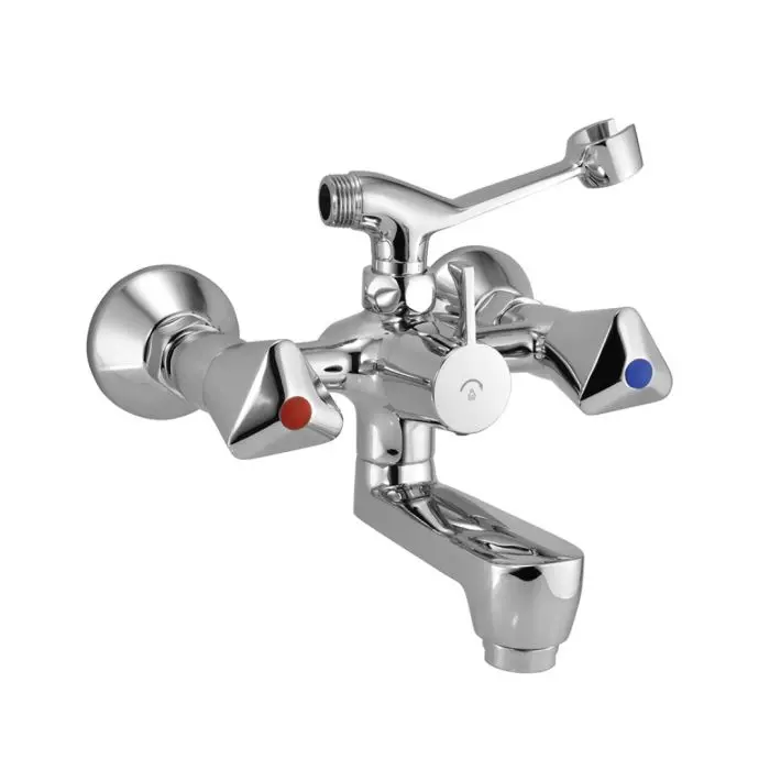 Essco 2 Way Wall Mixer Tropical With Telephone Shower Arrangement Only With Crutch ( - Chrome Finish Only To Spout & Hand Shower Tqt-Chr-517 1