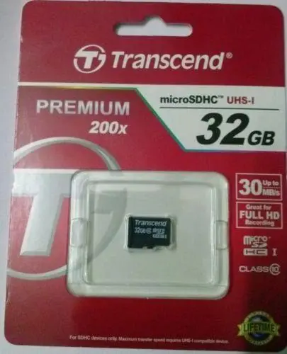 Transcend 32Gb Micro Sd Memory Card Class 10 Speed Up To 30Mb/S 1