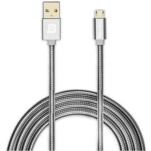 Transton  Unbreakable Metal Braided High Speed Usb To Microusb V8 Charging Cable For Mobiles 1M 1