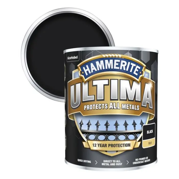 Hammerite Ultima Matt Metal Paint - Black 750Ml 1