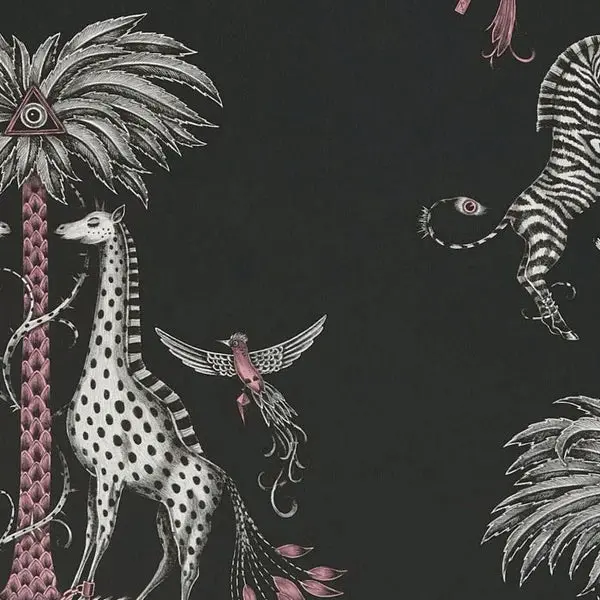 Clarke & Clarke Creatura Wallpaper- Charcoal Sample 1