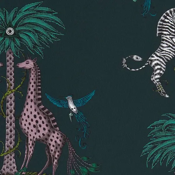 Clarke & Clarke Creatura Wallpaper- Teal Sample 1