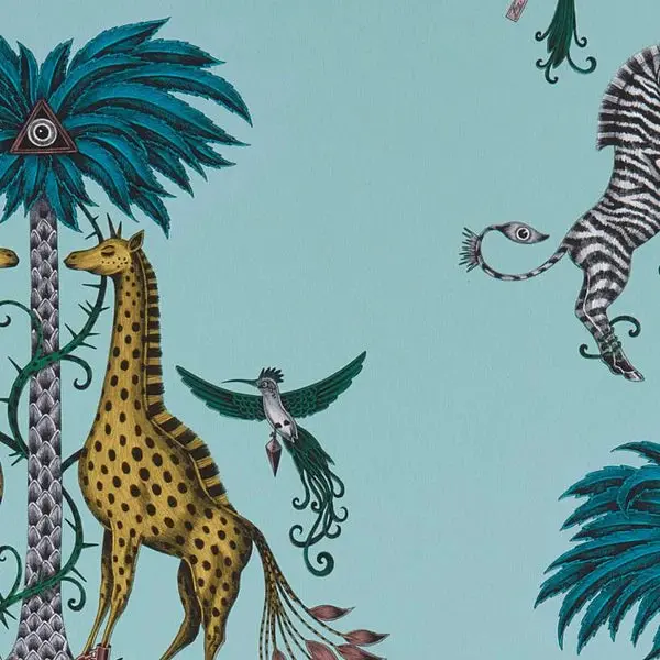 Clarke & Clarke Creatura Wallpaper- Turquoise Sample 1