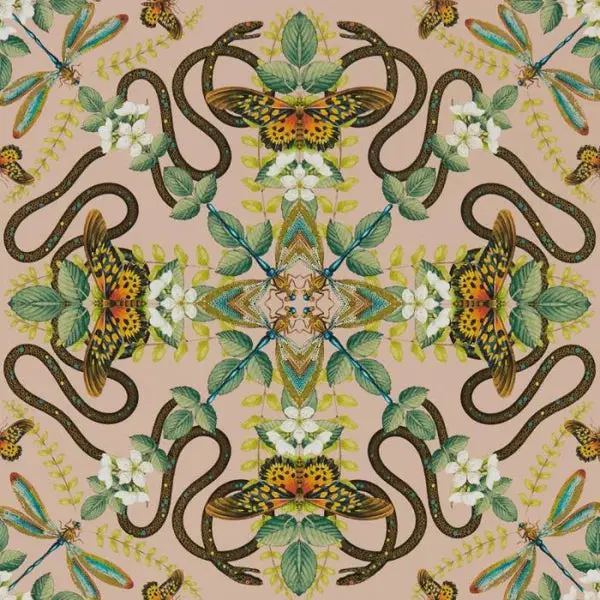 Clarke & Clarke Emerald Forest Wallpaper - Blush Sample 1