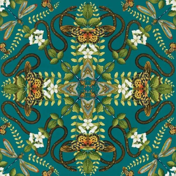 Clarke & Clarke Emerald Forest Wallpaper - Teal Sample 1