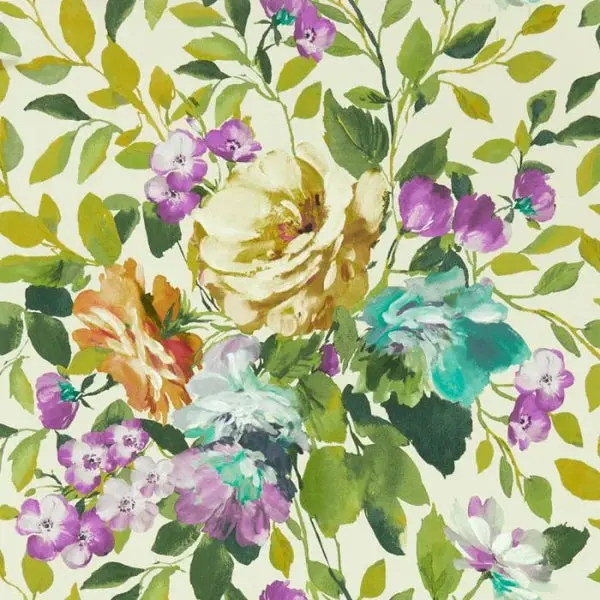 Clarke & Clarke Bloom Wallpaper - Amethyst Sample 1