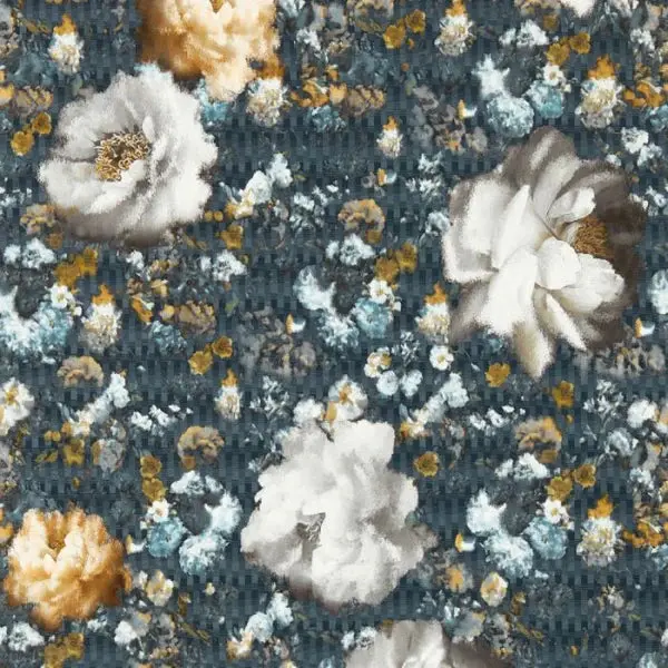 Clarke & Clarke Camile Wallpaper- Midnight/Gold Sample 1