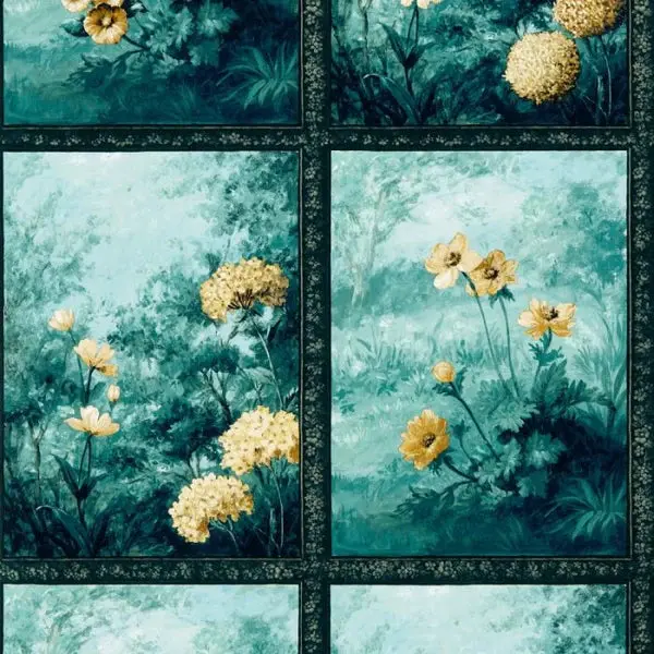 Clarke & Clarke Artus Wallpaper - Denim/Ochre Sample 1