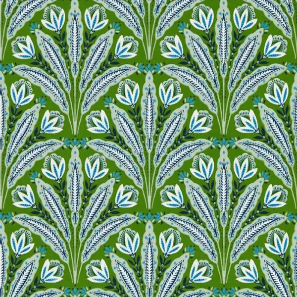 Clarke & Clarke Attingham Wallpaper - Cobalt/Green Sample 1