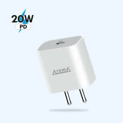 Aroma 20 W 3 A Mobile Wc117ad - 20W 3Amp Fast Charging Pd Adaptor Mobile Charger Charger  (White) 1