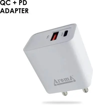 Aroma 38 W 5 A Multiport Mobile Wc-120 38W 5 Amp Fast Charging Pd + Qc 3.0 Fast Charger With Type C To Type C Cable 1