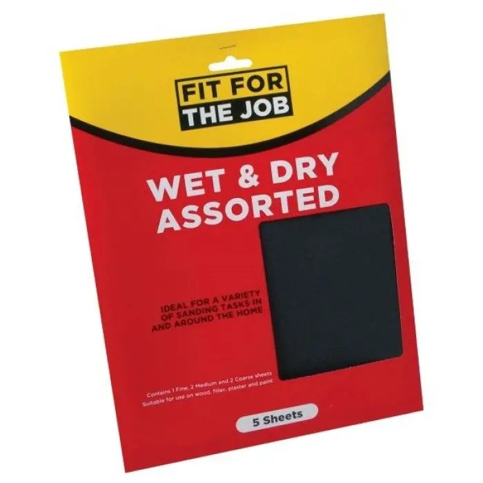 Wet & Dry Sandpaper Assorted 5 Sheet Pack 1