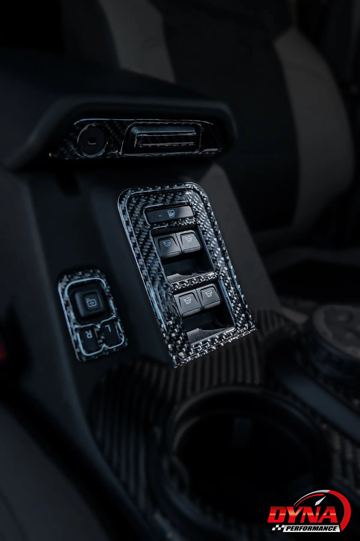 Dynacarbon™️ Carbon Window, Mirror Switches And Armrest Hatch For Ford Bronco 2021-2024 1