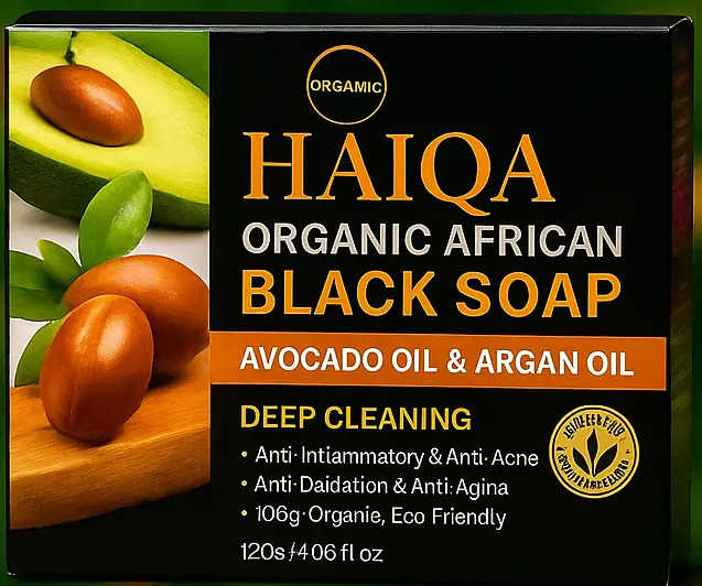 Haiqa Organic African Black Soap-100Gram 1