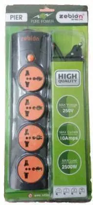 Zebion Pure Power Pier 4 Socket Extension Boards 2 Meter (Orange) 1