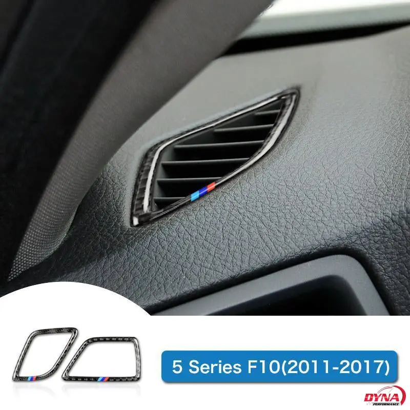 Dynacarbon™️ 2Pcs Carbon Fiber Lhd Air Conditioning Vent Trim Overlay For Bmw F10 5 Series 1