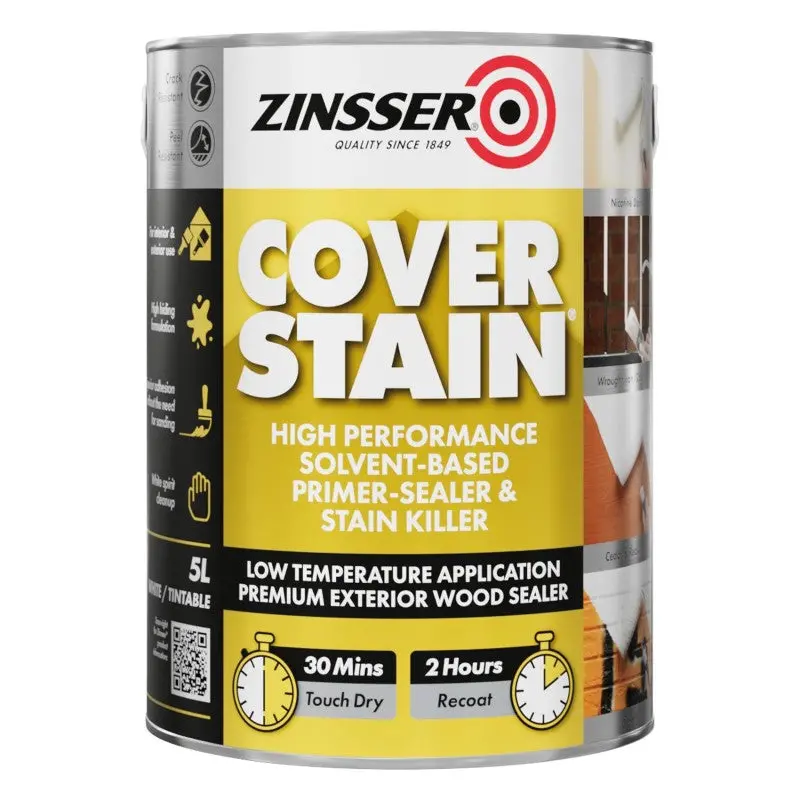 Zinsser Cover Stain Primer For Interior & Exterior Walls - White 1