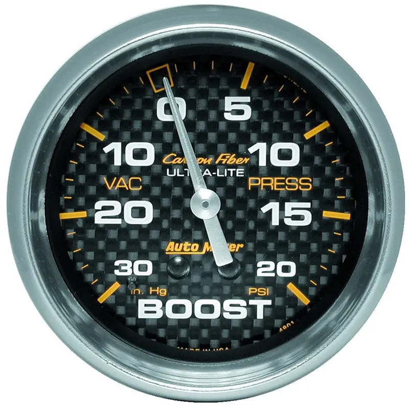 Carbon Fiber Boost/Vacuum Gauge – Digital Display, Compact 2-1/16" Housing (Au4801) 1