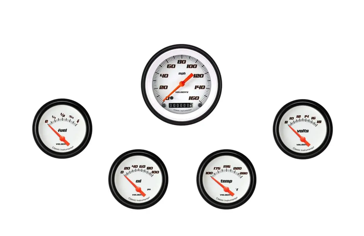Classic Instruments Velocity White Series Gauge Kit Vs200Wblf – White Dial, Black Bezel, Led Illumination 1